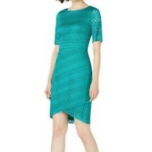 Jessica Howard Teal Short Sleeve Midi Length Lace Dress